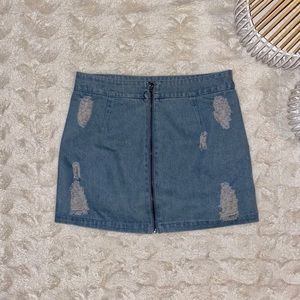 Storia Distressed Denim Mini Skirt Size Medium